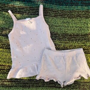 Jamie Kay Pink Ribbed Tank and Shorts Set with Gold Dots